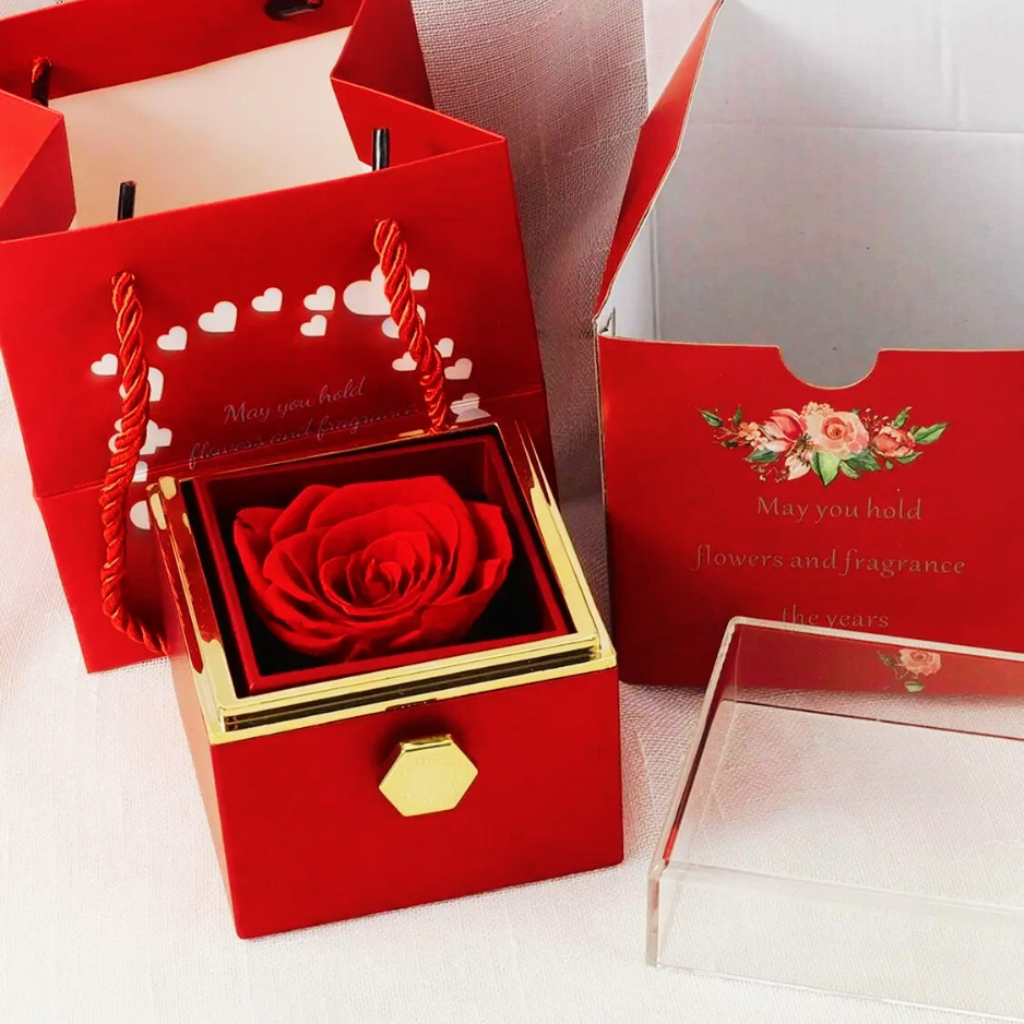 Coffret Rose-Éternelle : Rotatif & Bijou Personnalisable