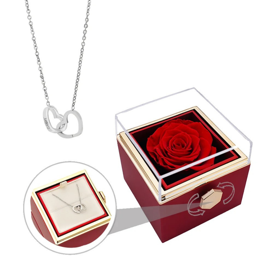 Coffret Rose-Éternelle : Rotatif & Bijou Personnalisable