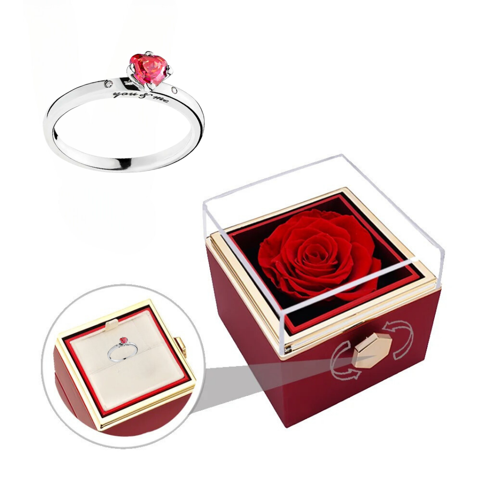 Coffret Rose-Éternelle : Rotatif & Bijou Personnalisable