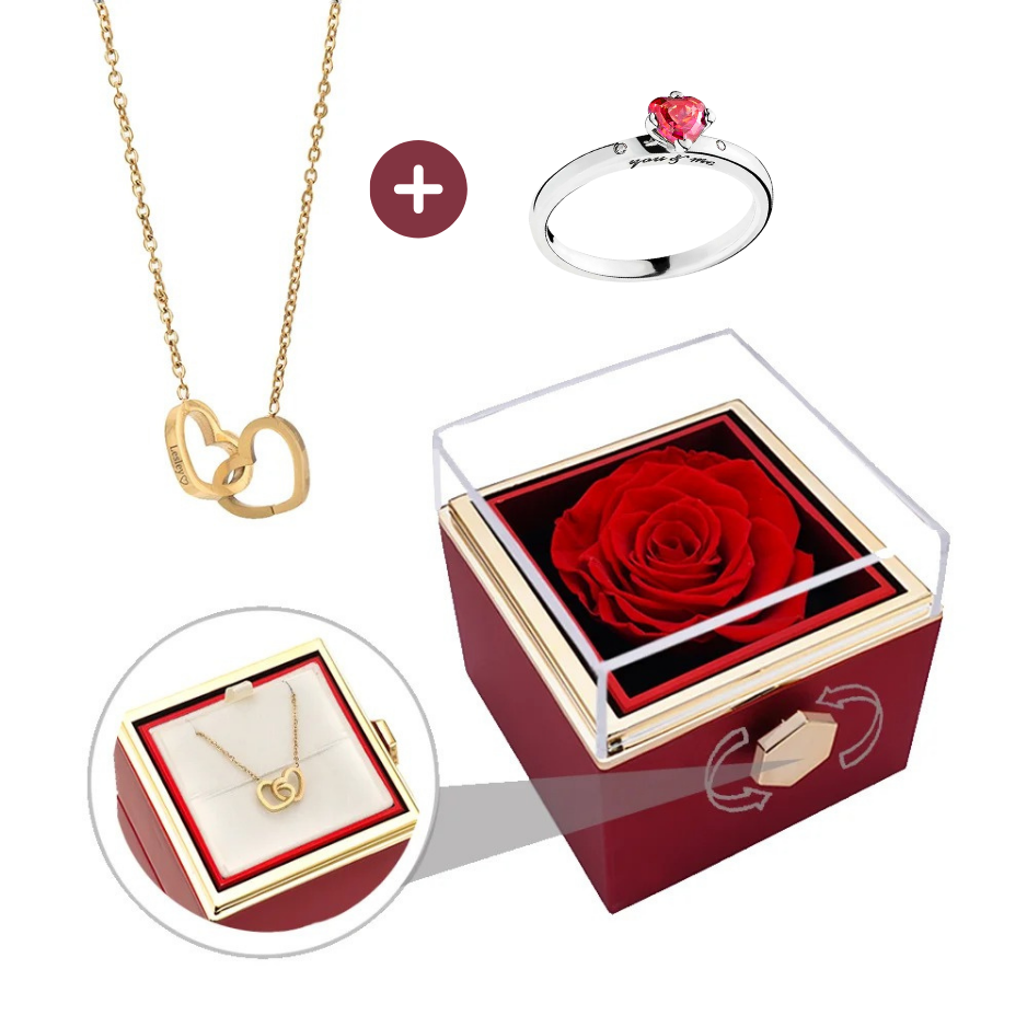 Coffret Rose-Éternelle : Rotatif & Bijou Personnalisable