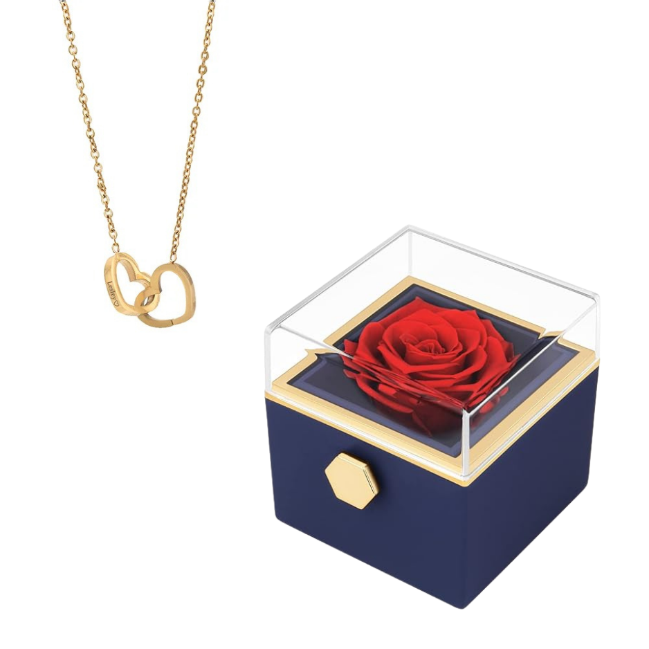Coffret Rose-Éternelle : Rotatif & Bijou Personnalisable