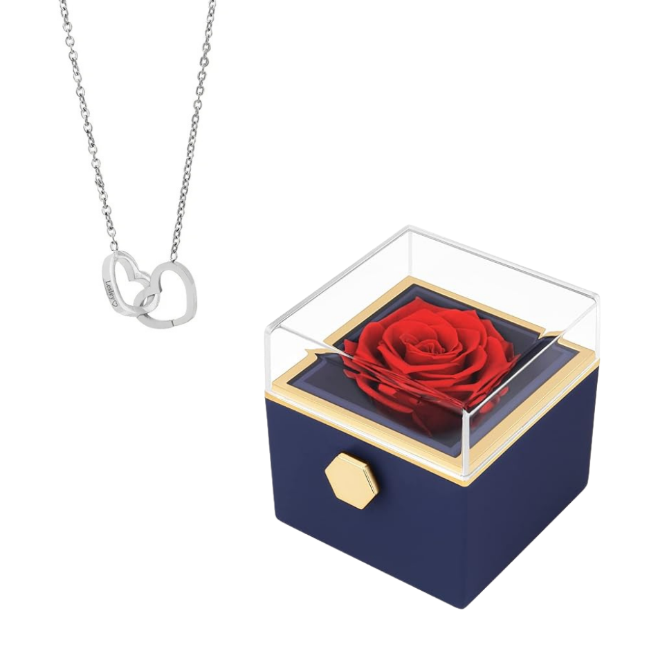 Coffret Rose-Éternelle : Rotatif & Bijou Personnalisable