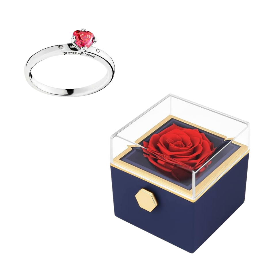 Coffret Rose-Éternelle : Rotatif & Bijou Personnalisable