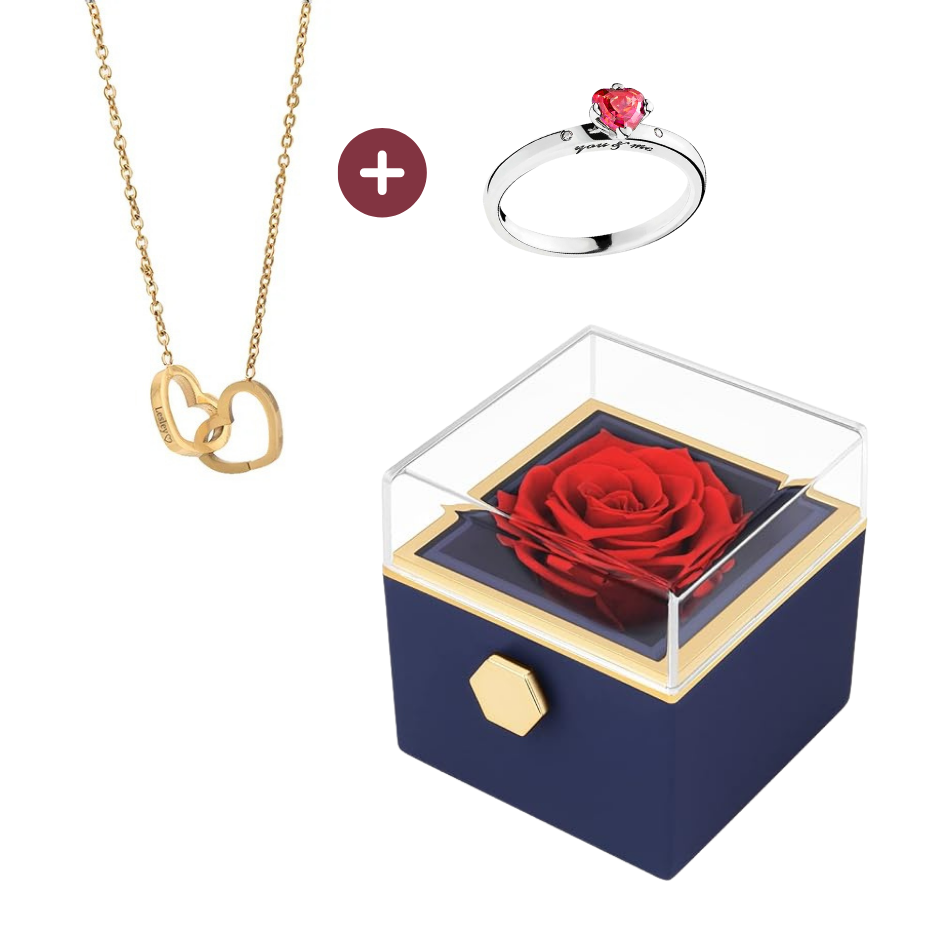 Coffret Rose-Éternelle : Rotatif & Bijou Personnalisable
