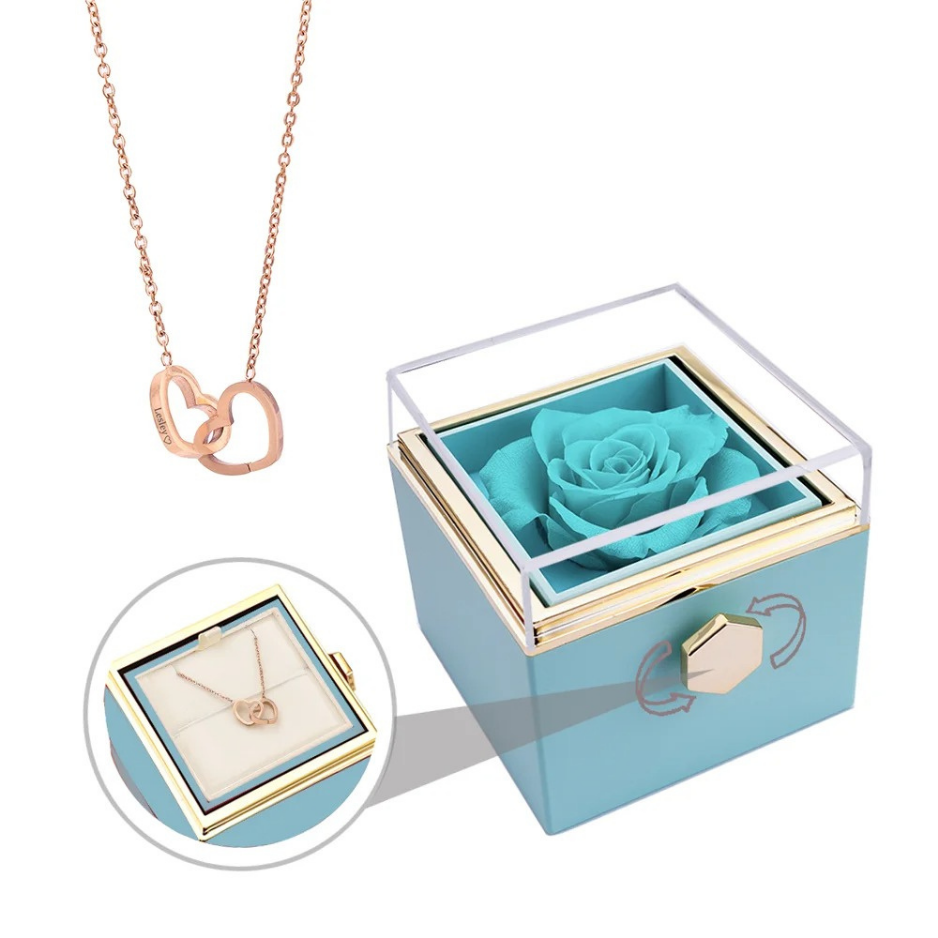 Coffret Rose-Éternelle : Rotatif & Bijou Personnalisable