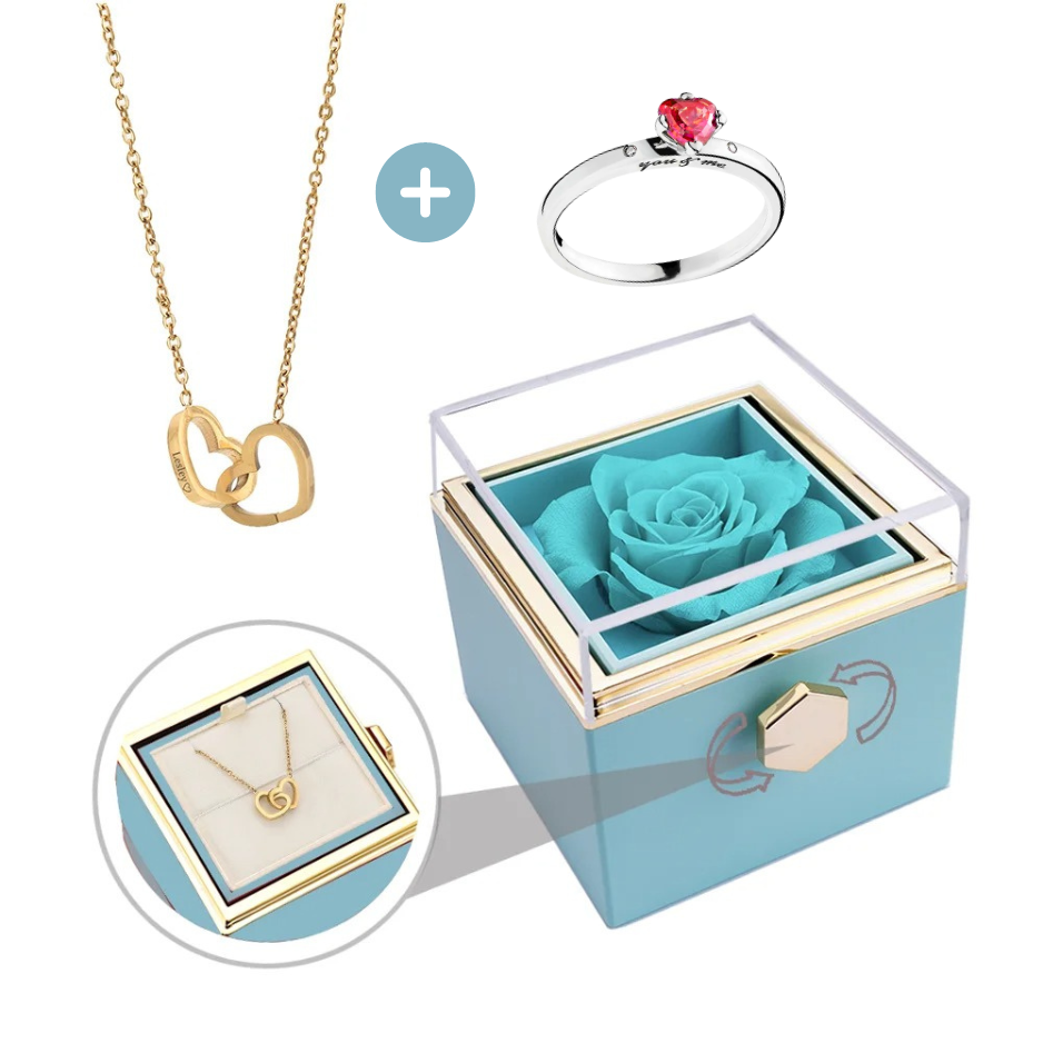 Coffret Rose-Éternelle : Rotatif & Bijou Personnalisable