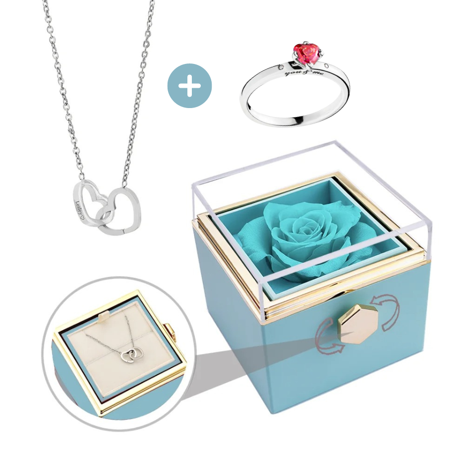 Coffret Rose-Éternelle : Rotatif & Bijou Personnalisable