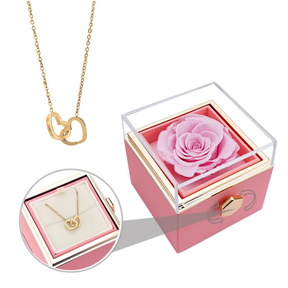 Coffret Rose-Éternelle : Rotatif & Bijou Personnalisable