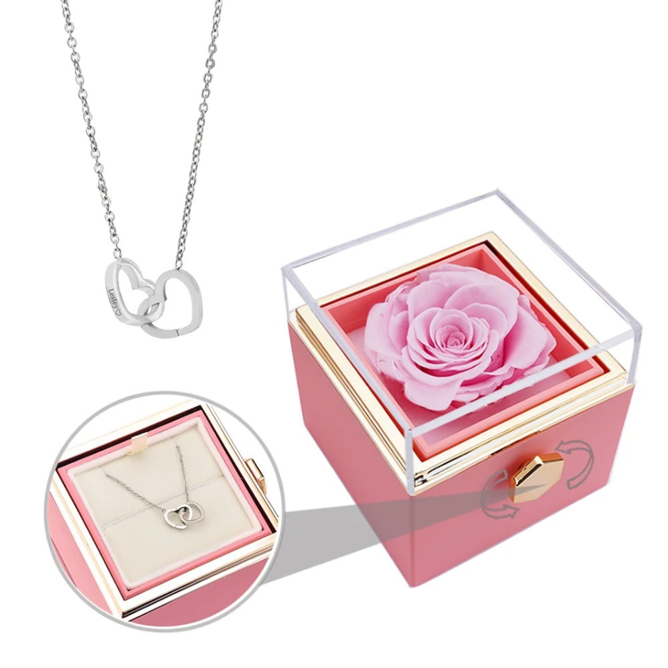 Coffret Rose-Éternelle : Rotatif & Bijou Personnalisable