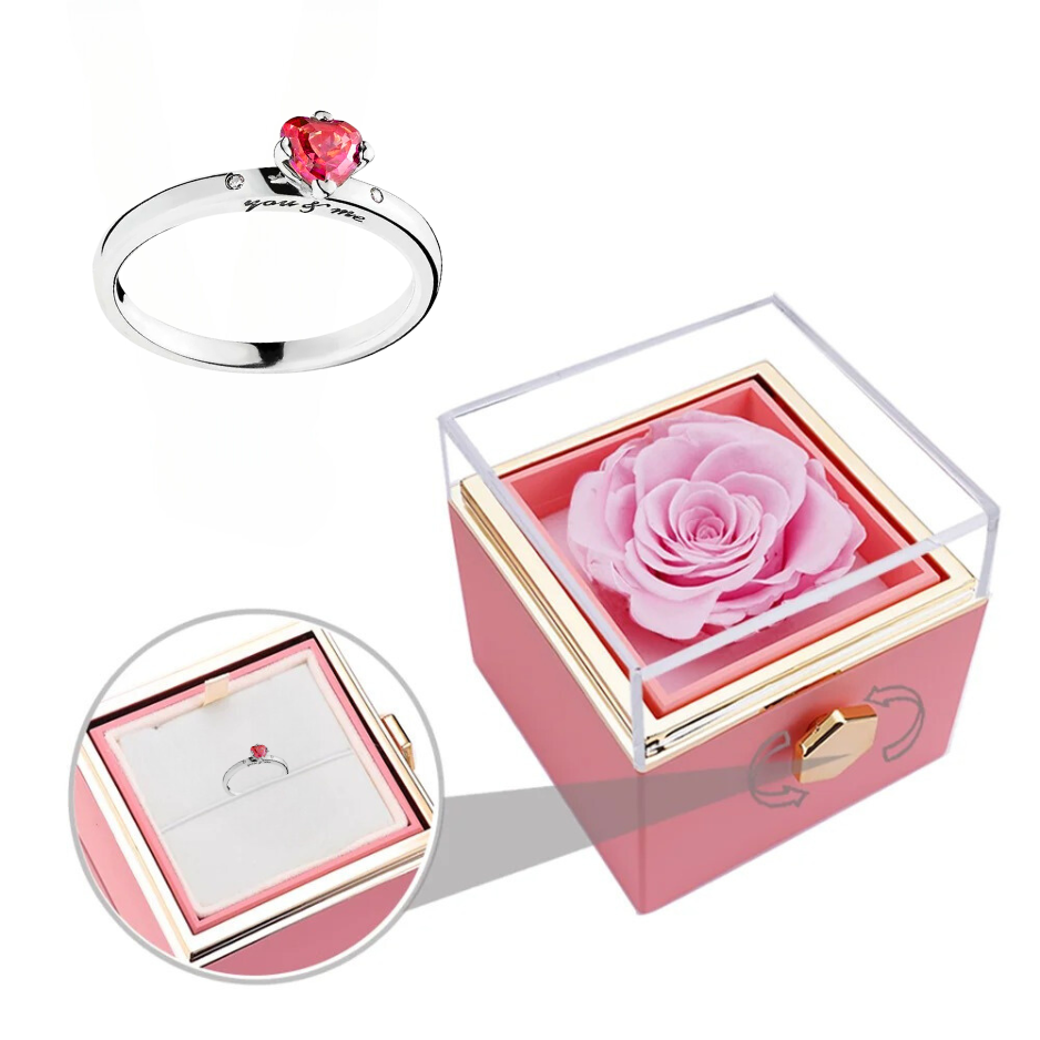 Coffret Rose-Éternelle : Rotatif & Bijou Personnalisable