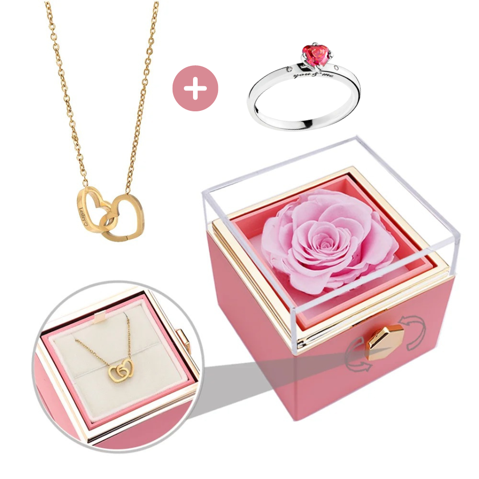 Coffret Rose-Éternelle : Rotatif & Bijou Personnalisable