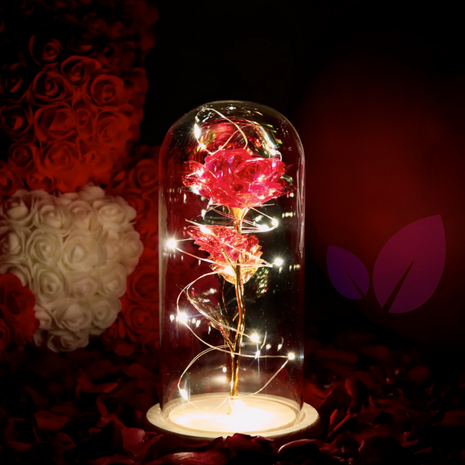 Rose Éternelle Scintillante en Verre