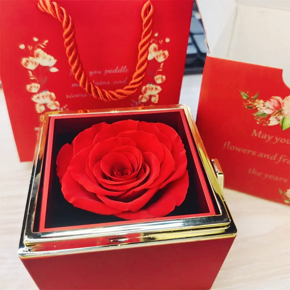 Coffret Rose-Éternelle : Rotatif & Bijou Personnalisable