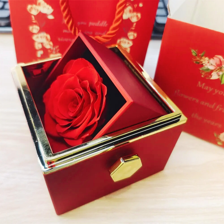 Coffret Rose-Éternelle : Rotatif & Bijou Personnalisable