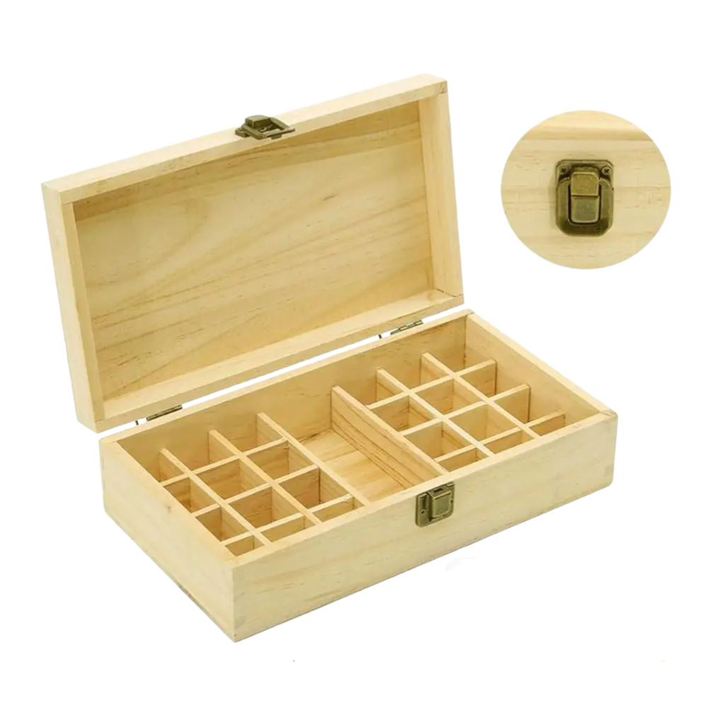 Boîte de rangement en bambou pour 25 flacons (5-100ml)