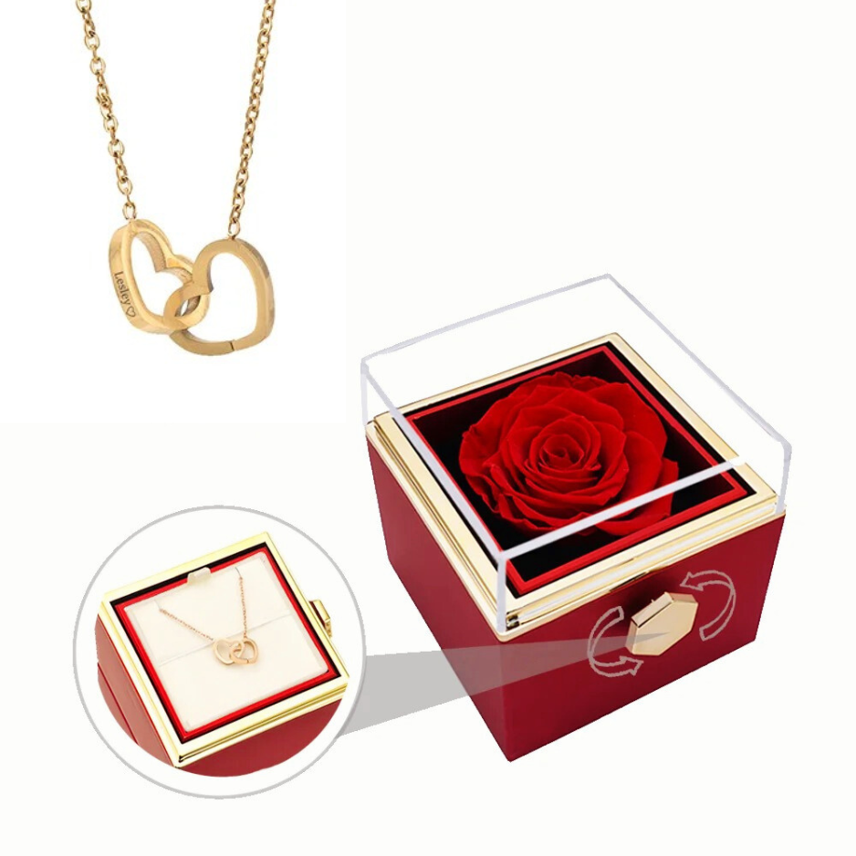 Coffret Rose-Éternelle : Rotatif & Bijou Personnalisable