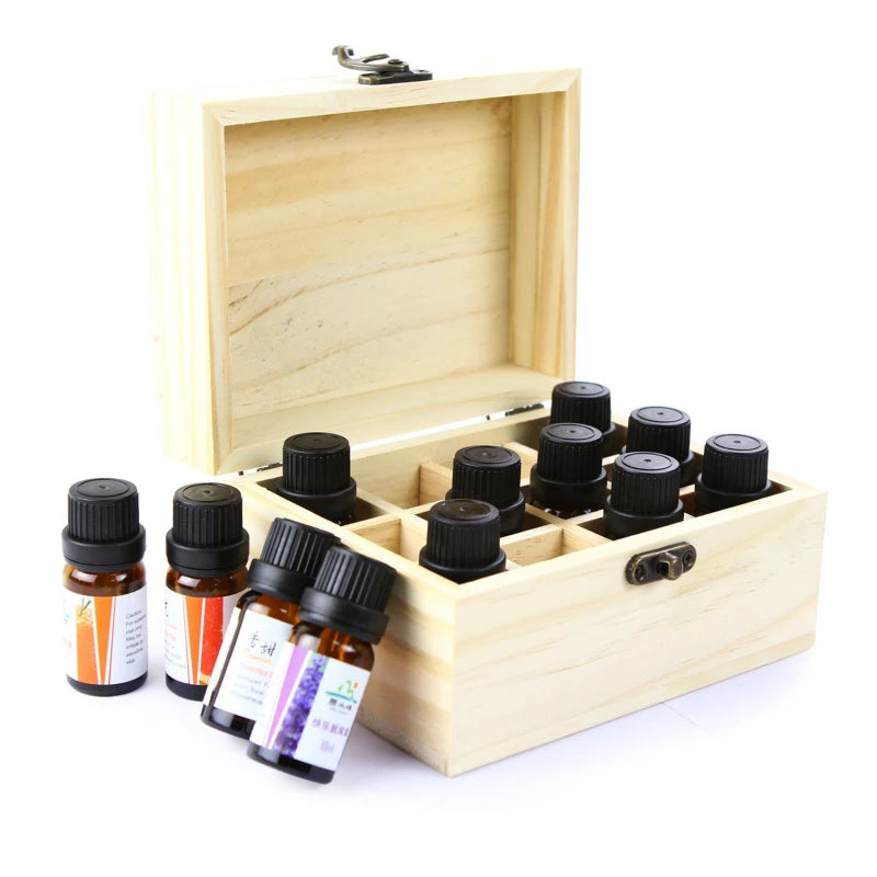 Boîte de rangement en bois pour 12 flacons (5-15ml)